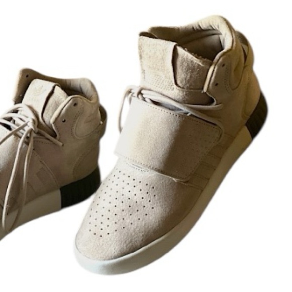 ADIDAS TUBULAR INVADER STRAP SNEAKER Neutral Color High Top Size 8  Like New - Picture 5 of 13